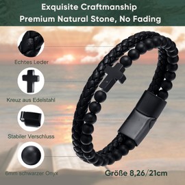 Men's Stainless Steel Cross Bracelet – Jesus Christ Crucifix Men's Bracelet Adjustable with Toggle Clasp Gift for Son Dad Husband Brother Confirmation, One size, Stainless Steel, No gemstone