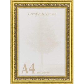 A4 Paper Frame 9011N UV Protection Acrylic with Wall Hooks (Antique Gold)
