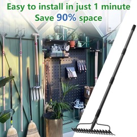 TAILERNRUYE 63 inch Bow Rake, 2-in-1 Metal Garden Lawn Rake for Weeding Digger Loosening Soil Raking Leaf Leveling Rocks Spreading Mulch Gravel 17 Tines Adjustable Garden Rake