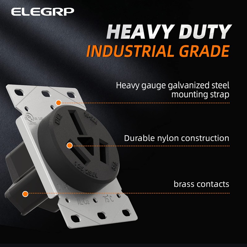ELEGRP 50 Amps Range Power Receptacle,125/250V Flush Mounting Power Outlet