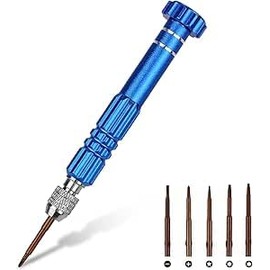 5-in-1 Mini Screwdriver Set, Multifunctional Tiny Screwdriver Slotted and Phillips Professional Precision Sunglasses Screwdriver for Eyeglass Sunglass Watch Jewelry Computer Repair Tool Kit (Blue)