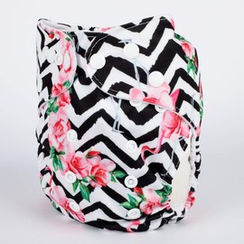 Sigzagor Baby Pocket Diaper Nappy Reusable Washable 8lbs to 36lbs (Chevron Flamingo)