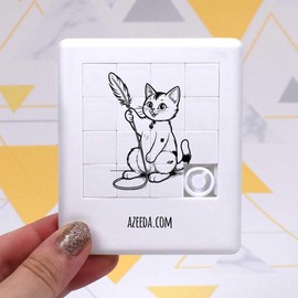 'Cat Playing With A Feather Toy' Sliding Puzzle (PZ00028457)