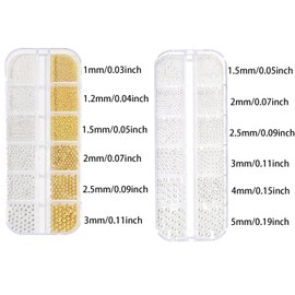 2 Packs Nail Art Charms, Pearls Nail Charms Metal Gold Bead Nail Charms 3D Nail Art Decorations DIY Nail Art Jewels Nail Art Accessories for DIY Nail Art Decoration