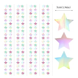 Iridescent Disco-Holographic Party-Decorations Christmas Garland - 62ft Twinkle Little Star Streamers Hanging Banner,Wedding Birthday Bachelorette Baby Bridal Shower Valentines Day Decor Hugtmr