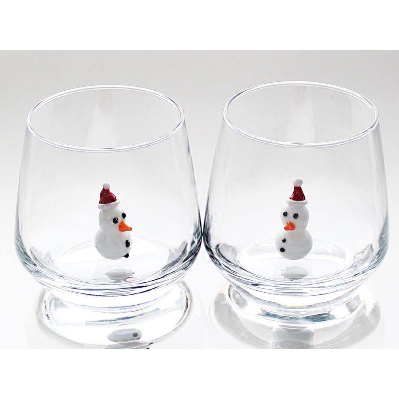 HeguSun 3D Drinking Glass Cup with Cute Snowman Figurine Inside,Handmade