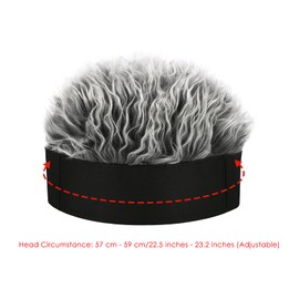 Frosted Tips Wig Novelty Hat with Hair for Men Spiked Hair Wig Funny Beanie Hats for Women Grey