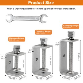 Eunenete 304 Stainless Steel C Clamp,3 3/8 Inch Tiger Clamp Woodworking Clamp Heavy Duty C Clamps for Woodworking, Welding and Construction,Features Stable Wide Jaws and Protective Pads(2 Pcs)