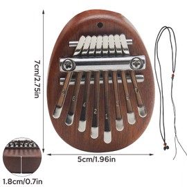 8 Key Mini Kalimba WorthPlanet Mini Thumb Piano Portable Wooden Finger Piano with Black Lanyard Musical Instrument for Kids Adult Beginners W150011 (Teardrop-shaped)