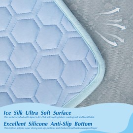 Upgraded Self-Cooling Mat for Dogs & Cats - Thicken Washable, Non-Toxic, Foldable & Non-Slip Dog Cooling mat Pet Cooling Pad for Indoor, Outdoor, Car Kids and Adults Use- Perfect for Summer