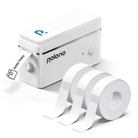 P31S Portable mini label Printer with Tape, Bluetooth Sticker Printer with Multiple Templates and Patterns. For Note Diary Memo, For Home,Gift:_White+3 ROll