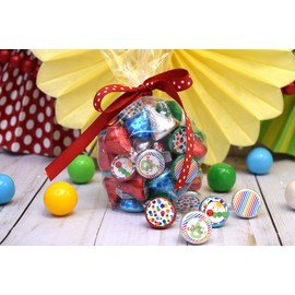 Happy Hungry Caterpillar Birthday Kiss Sticker Labels for Kids, 300 Party Circle Sticker Sized 0.75” for Chocolate Drop Kisses by AmandaCreation, Great for Party Favors, Treats, Envelope Seals & Bags