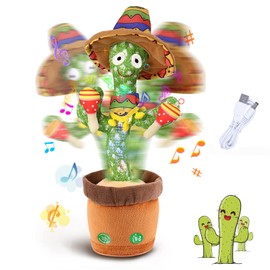 ariel-gxr Dancing Cactus Plush Toy,Wiggle Creative Singing Talking Cactus Repeat What You Say Soft Funny Plush Interactive Toy Figures for Kids,Home Decoration (sand hammer)