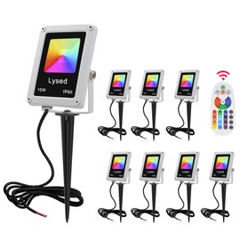 Lysed Landscape Lighting 10W Low Voltage RGB Color Changing Outdoor Lights,LED Landscape Lights IP66 Waterproof 12V Pathway Christmas Lights,for Garden, Wall, Tree Decorative Lighting（8Pack）