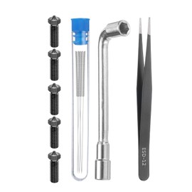 uxcell 3D Nozzles Kit, 5pcs 3D Printer Hardened Steel High Speed Nozzles 0.4mm, 5pcs Nozzle Cleaning Needles, with a Socket Wrench and a Tweezer, for 1.75mm Ender3 Series