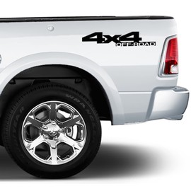 Rear Bed 4x4 Offroad Vinyl Decal Sticker Compatible with Dodge Ram 1500 2550 3500 Pair (Matte Black)
