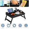 Bed Tray Table with Handles Folding Legs Bamboo Breakfast Tray