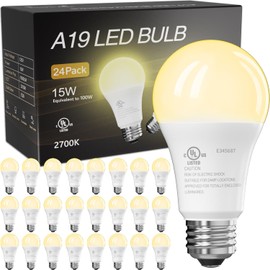 TJOY 24 Pack LED Light Bulbs, 100 Watt Equivalent A19 LED Bulbs, Soft Warm White 2700K, Energy Saving Light Bulb with E26 Standard Base, 1500 Lumens Non Dimmable Lamp Bulb for Home Bedroom Kitchen