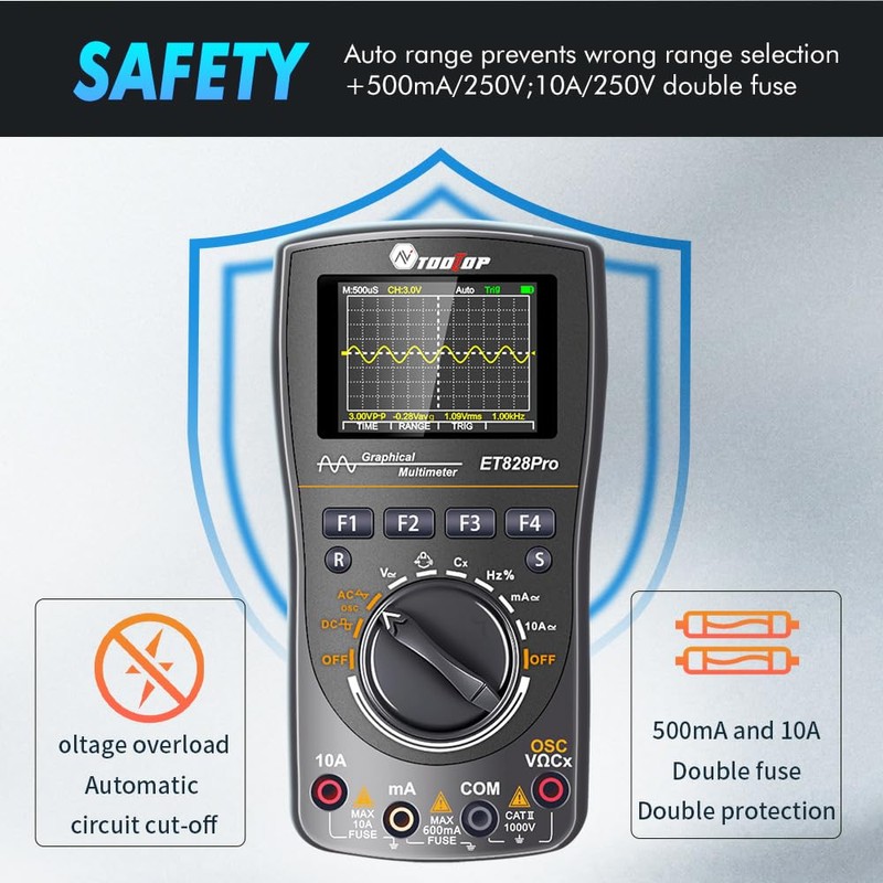 Oscilloscope Multimeter, 2-in-1 Intelligent Digital Scope Meter Multimeter, Professional LED