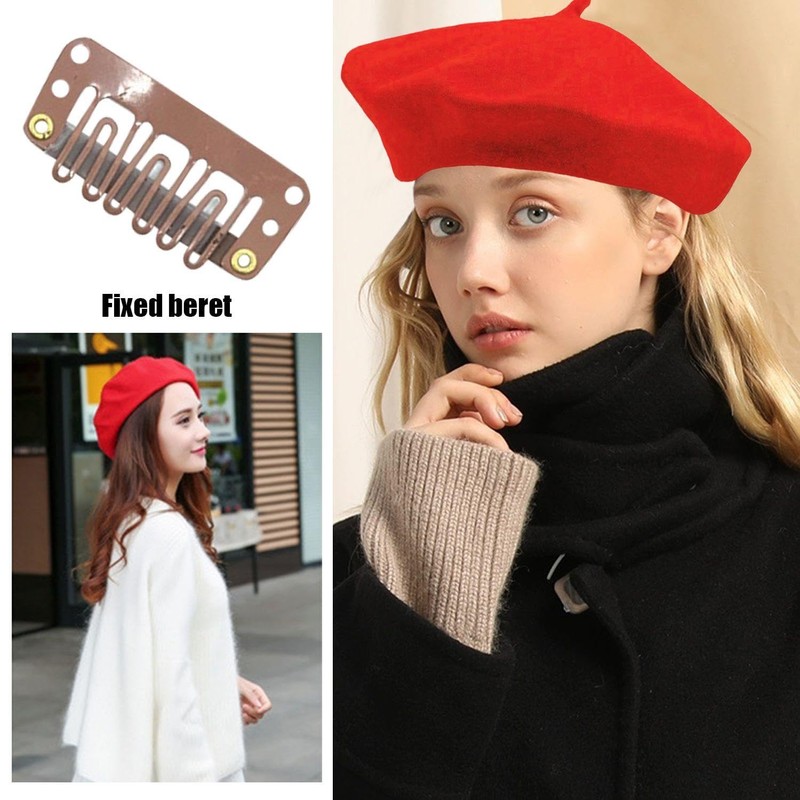 EHDWXVZM 1 Red Beret Hat 2 Clips Women Beret Hat