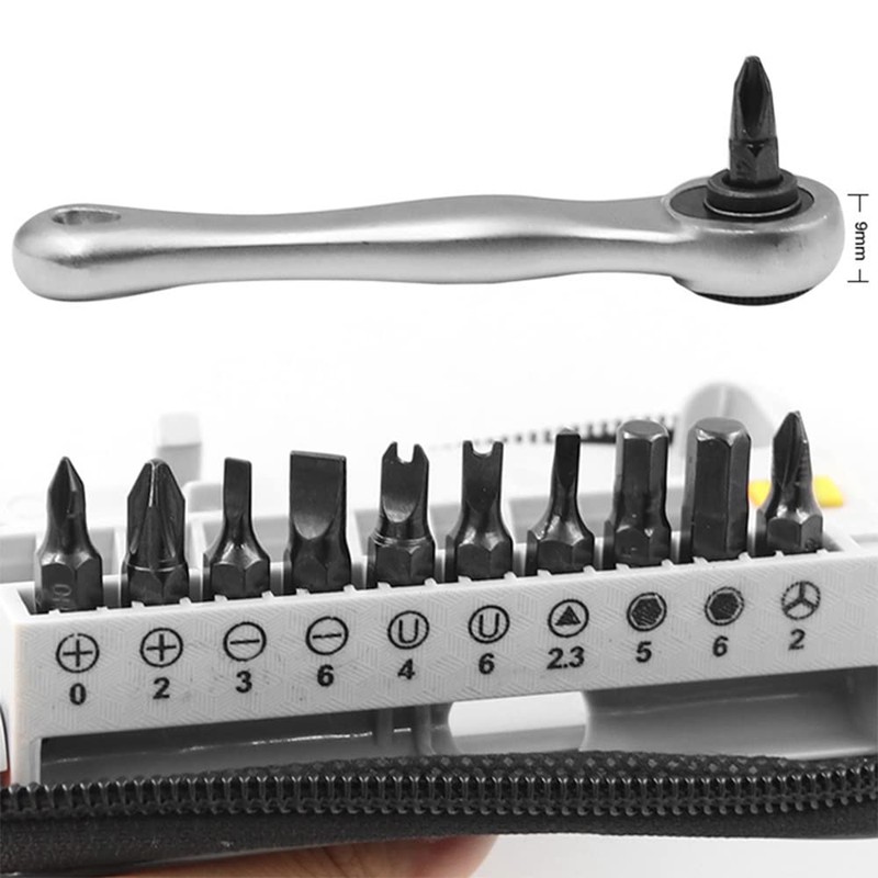 Omninmo 12pc 1/4 Mini Ratchet Wrench Pocket Screwdriver Set Mini