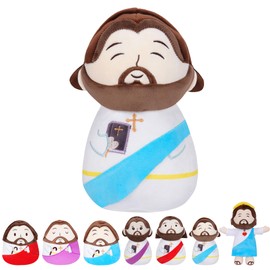 NIUBEHOHO Jesus Stuffed Animal Religious Gifts - My Friend Jesus Plush Doll First Communion Stuffed Animal Bible Pillow Book Perfect for Kids' Gift Toy Pillows Blue 11 Inch