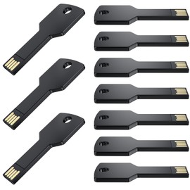 USB Stick 4GB Schlüsselform Flash Laufwerk Uflatek USB 2.0 Speicherstick 10 Stück Flash Drive Schwarz Memory Stick Metall Thumb Drive Externer Datenspeicher für Geburtstag