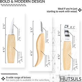 Hutsuls Wood Whittling Kit for Beginners - Razor Sharp Wood Carving Knife Set in Beautifully Designed Gift Box, Whittling Knife for Kids and Adults (8 Pieces)