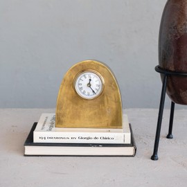 Creative Co-Op Metal Mantel Clock for Display, Antique Gold