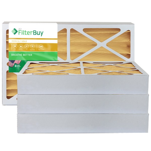 Filterbuy 16x20x4 Air Filter MERV 11, Pleated HVAC AC Furnace Filters (4-Pack, Gold)