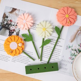 Hopecore 8 PCS Daisy Flower Birthday Party Decorations Daisy Felt Centerpieces for Tables Pink Orange Table Toppers Supplies for Spring Flower Theme Party Baby Shower Decor