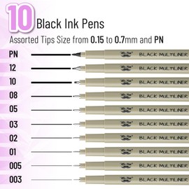 Mr. Pen- Drawing Pens for Artists, 10 Sizes, Black Multiliner, Artist pens, Micro Pens for Drawing, Ink Pens for Drawing, Sketch Pens, Micro Pen, Fineliner Pens, Bible Journaling Pens