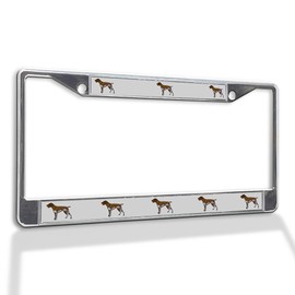Fastasticdeals Metal Insert License Plate Frame German Shorthair Pointer Dog A Weatherproof Car Accessories Chrome 2 Holes Solid Insert
