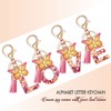 JINGUAZI Initial letter Keychains for Women Tassel Butterfly Pink Cute