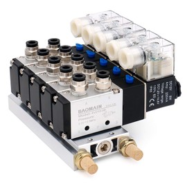 Baomain 4 Space Pneumatic Solenoid Valve 3V210-08 24VDC PT1/4 2 Position 3 Way with Base Muffler Quick Fittings Set