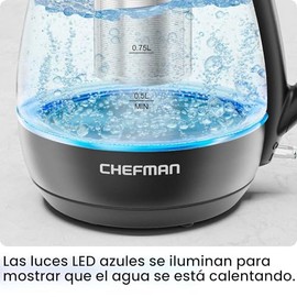 Chefman Hervidor elctrico con infusor de t, compacto de 1 litro (4 tazas), 1500 W, tapa extrable para una fcil limpieza, proteccin contra hervir en...