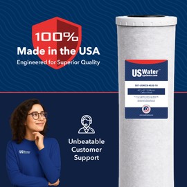 US Water Systems Carbon Water Filter 20 x 4.5, Whole House Water Filter Cartridge 10 Micron, Removes Contaminants for Superior Taste and Odor Removal, Made in the USA
