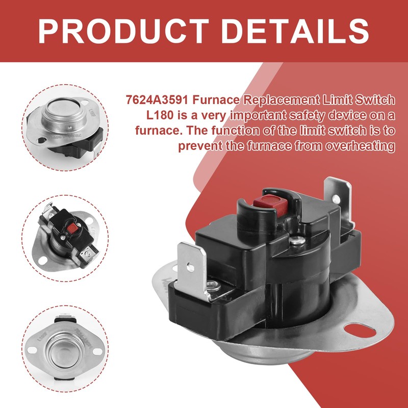 7624A3591 Furnace Limit Switch, Compatible with Coleman Furnace Replacement Limit