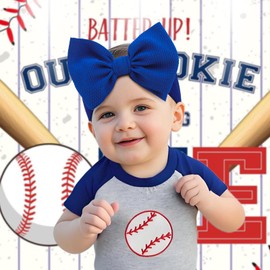 YanJie 2PCS 6'' Baseball Themed Hair Bows Headbands for Baby Girls Softball Accessories for Newborns Infants Toddlers Sports Party Head Bow Wrap