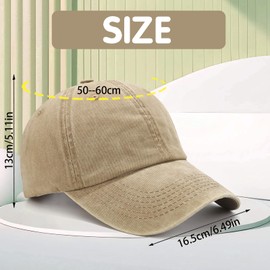 CWENDANER Unisex Baseball Cap, Baseball Cap for Men and Women, 100% Cotton, Vintage Baseball Cap, Adjustable Peaked Cap for Sports, Travel, Outdoor, Plain, khaki
