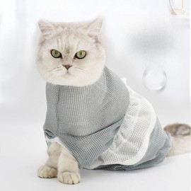 MANGOKKA Cat Bathing Bag, Adjustable Cat Grooming Bag, Bite and Scratch Resistant Cat Bathing/Grooming Restraint Bag, Cat Grooming Net Bag for Cat Bathing, Nail Trimming,Etc (Gray)