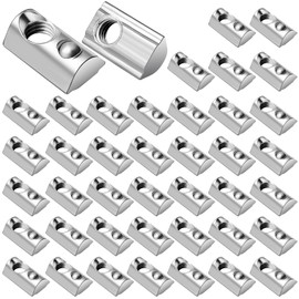 Amentalove Set of 42 T-Slot Nuts M8 with Centring Ball Nut 8, T Nuts Screw Set, 40 Series T-Slot Nut M8 Aluminium Profile Carbon Steel Sliding Nut with Spring Ball for Aluminium C Profile 3D Printer