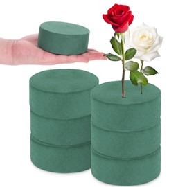 6PCS Round Floral Foam Blocks, 10x10x4cm Cylinder Wet Dry Floral Foam, Florist Foam Block for Fresh and Artificial Flower, Ideal for Room Decor, Weddings, Party, Floristry Displays and Designs