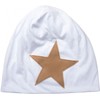 styleBREAKER Slouch Beanie With Artificial Leather Star Patch, Slouch longbeanie,