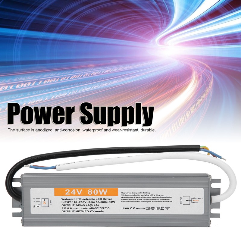 Wired 80W Ultrathin Waterproof Switch LED Driver Power Supply Source