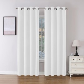 Joydeco Curtains 84 Inches Long 2 Panels Set, Thermal Insulated Long Curtains& Drapes 2 Burg, Room Darkening Drapes for Bedroom Living Room Window (Pure White, W52 x L84 Inch)
