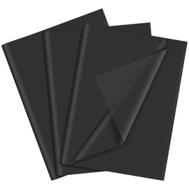 PLULON 60 Blatt schwarzes Seidenpapier in großen Mengen, Geschenkpapier-Seidenpapierbögen zum Verpacken von Geburtstagsgeschenken, Geschenkpapier, Geburtstag, Hochzeit, Urlaub, Papierblume