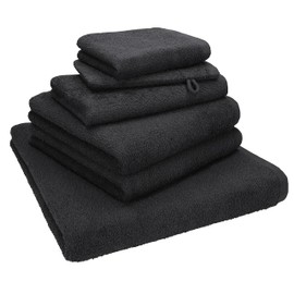 Betz Pack of 6 Berlin Hand Towel Set 100% Cotton Bath Towel, Hand Towel, Guest Towel, Wash Cloth and Wash Mitt Graphite Grey