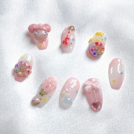 [Premium handmade embossed nails] Magical Girl 5 - Almond Egg / [프리미엄 수제 엠보네일 ] 마법소녀5 - 아몬드에그