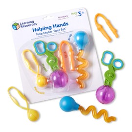Learning Resources Helping Hands Fine Motor Tool Set Toy - Sensory Bin Sand Toys, Montessori, Plastic Tweezers, Therapy Games For Toddler, Homeschool Preschool Supplies